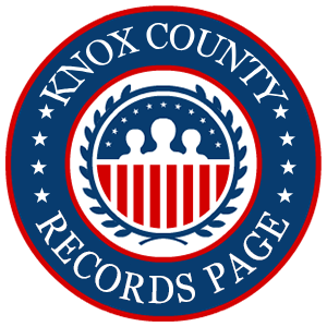 A round, red, white, and blue logo with the words 'Knox County Records Page' in relation to the state of Ohio.